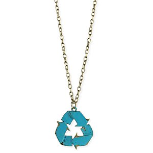 Gold & Turquoise Enamel Recyle Necklace