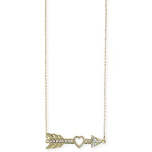 Rhinestone Heart Arrow Necklace