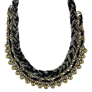 Black & Grey Braided Gold Chain Necklace