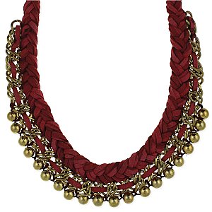 Red Braided Gold Chain Necklace