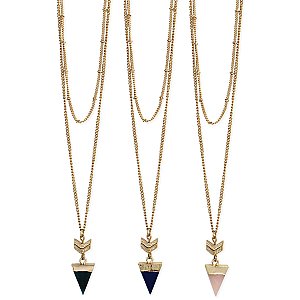 Gold Layer Triangel Stone Necklace