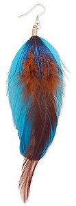 Bright Turquoise Feather Dangle Earring