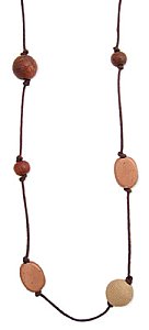 34" Wood Bead & Wrapped Bead Necklace