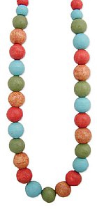 28" Multi Painted Wood Bead Necklace
