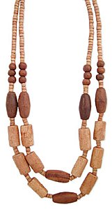 18" 2 Line Mixed Wood Bead Necklace
