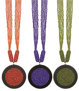 30" 6 Line Embedded Seed Bead Pendant Necklace