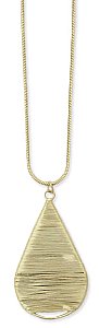 18" Gold Metal Wire Wrapped Teardrop Necklace