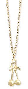 16" Gold Metal Cherry Charm Necklace