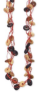 16" 5 Line Thread & Wood Button Necklace
