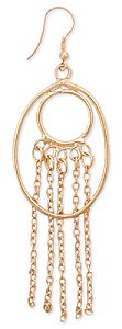Gold Metal Oval Chain Dangle Earring