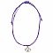 Lotus Charm Waxed Purple Cord Pull Anklet