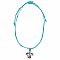 Turtle Charm Waxed Turquoise Cord Pull Anklet