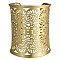 Wide Gold Cutout Floral Design Cuff Bracelet