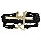 Black Suede Gold Infinity & Cross Bracelet