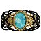 Black & Tan Woven Cord Turquoise Stone Bracelet