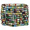 Wide Multi Colored Square Bead Mosaic Bracelet