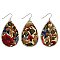 Red Embroidered Floral Fabric Teardrop Earring