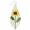 Sunflower Bead White Fringe Earrings