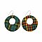 Round Cutout Plaid Fabric Covered Earring