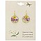 Cottage Purple Yellow Dried Flower Round Earrings