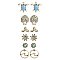 Nautical Icons Ocean Theme Silver Post Earrings Set of 6