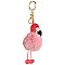 Puff Ball Pom Pom Pink Flamingo Keychain