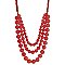 Cherry Red 3 Line Round Bead Necklace