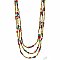 Gold Multi Beaded 3 Line Necklace