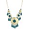 Teal Bead Cutout Medallion Statement Necklace