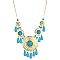 Turquoise Bead Cutout Medallion Statement Necklace
