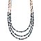 Blue Tonal & Multi Bead 3 Line Necklace