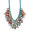 Cream, Turquoise & Coral Beaded Branch Necklace