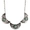 Silver & Turquoise Bead Half Circles Bib Necklace