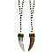 Black Bead Reversible Wood & Shell Horn Necklace