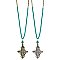 Chain & Turquoise Bead Ethiopian Cross Long Necklace