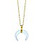 Opal Stone Double Horn Pendant Gold Necklace