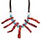 Faux Turquoise & Coral Branch Bib Necklace
