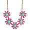 Gold Pink Bead Large Flower Necklace