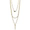 Gold Faux Pearl, Circle & Bar Layer Necklace