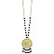 Gold Medallion Black Bead Long Necklace