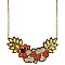 Silver & Orange Bead Flower Bib Necklace