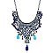 Blue Knotted Cord & Bead Bib Necklace