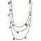 Silver 3 Line Bead & Disk Long Necklace