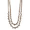 Tan Cord 2 Line Silver Triangles Necklace