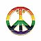 Rainbow Stripe Peace Sign Enamel Pin