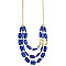 Gold & Blue Rectangle Bead Necklace