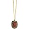 Red Stone Oval Pendant Long Necklace