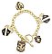 7" Antiqued Gold Metal Shield Charm Toggle Bracelet